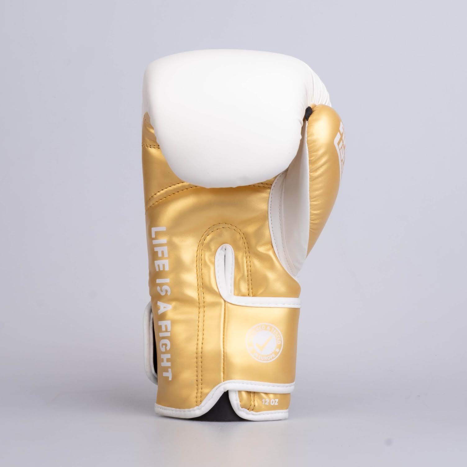 Fighter Boxing Gloves Training PU - white/gold, FBG-TRP-002