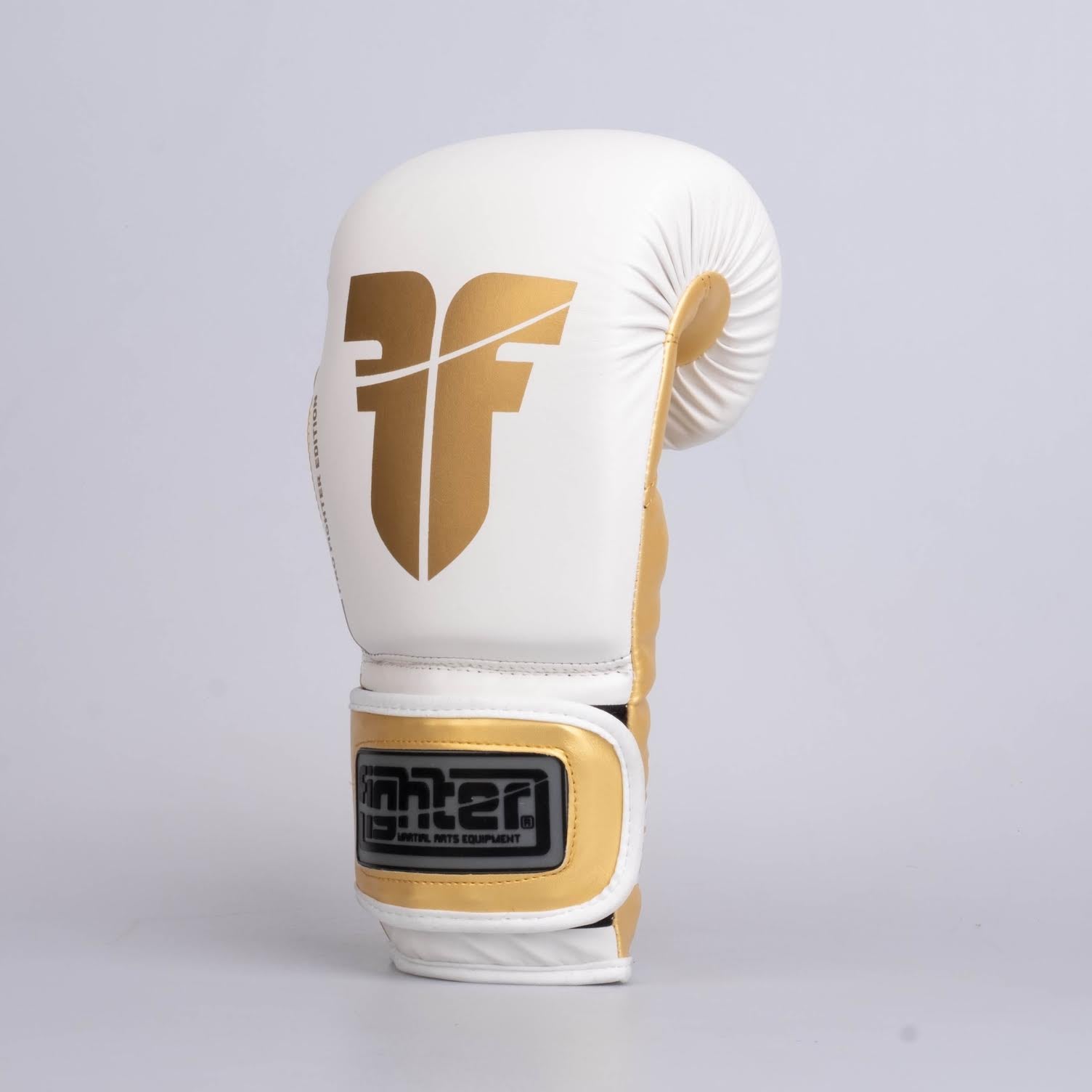 Fighter Boxing Gloves Training PU - white/gold, FBG-TRP-002