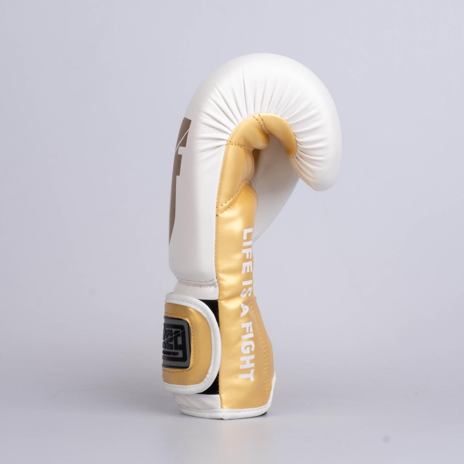 Fighter Boxing Gloves Training PU - white/gold, FBG-TRP-002