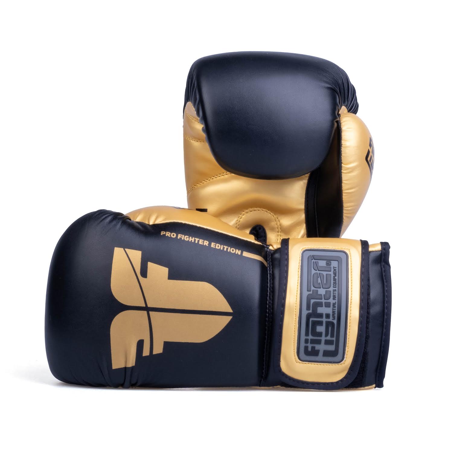 Fighter Boxing Gloves Training PU - black/gold, FBG-TRP-001