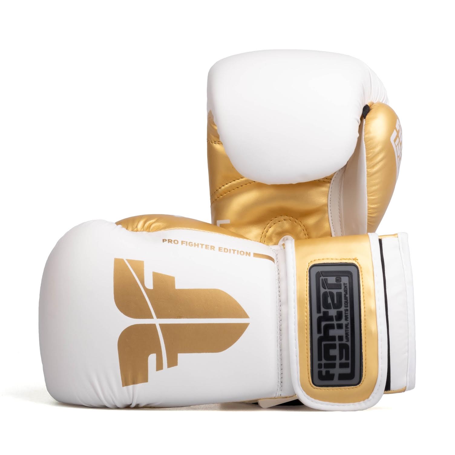 Fighter Boxing Gloves Training PU - white/gold, FBG-TRP-002