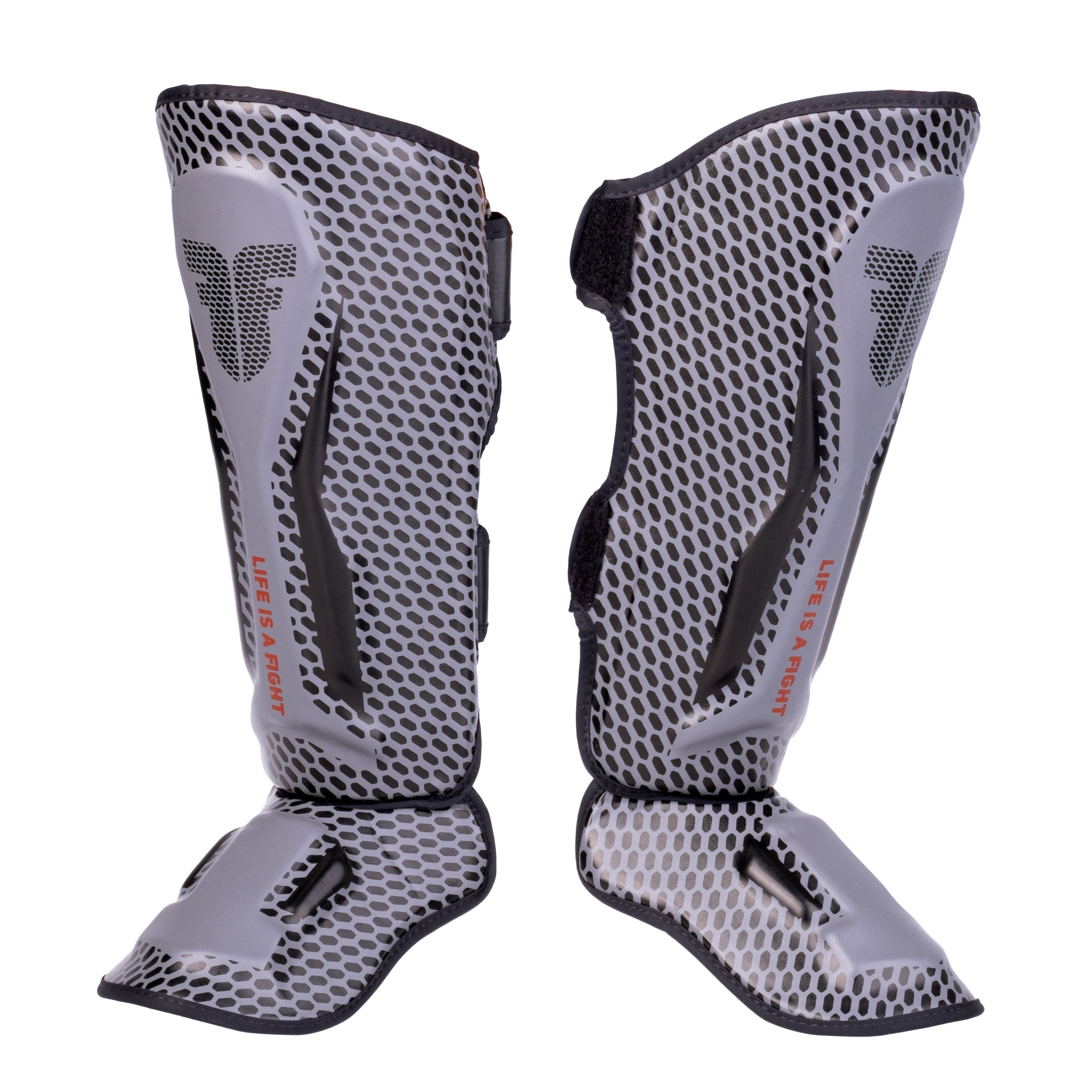 Fighter Shinguards Thai Ergo - gray/black/red, FSG-004ND3