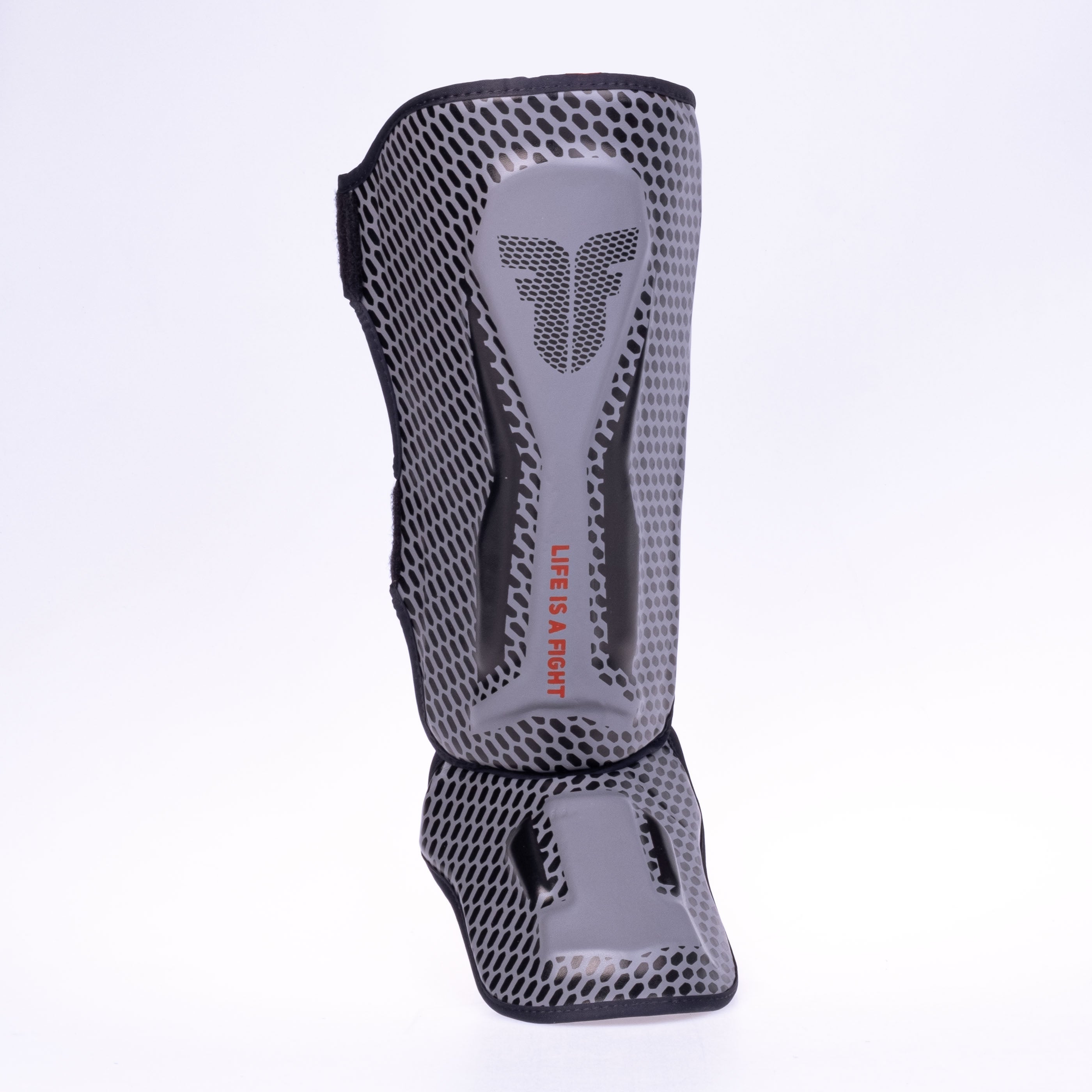 Fighter Shinguards Thai Ergo - gray/black/red, FSG-004ND3