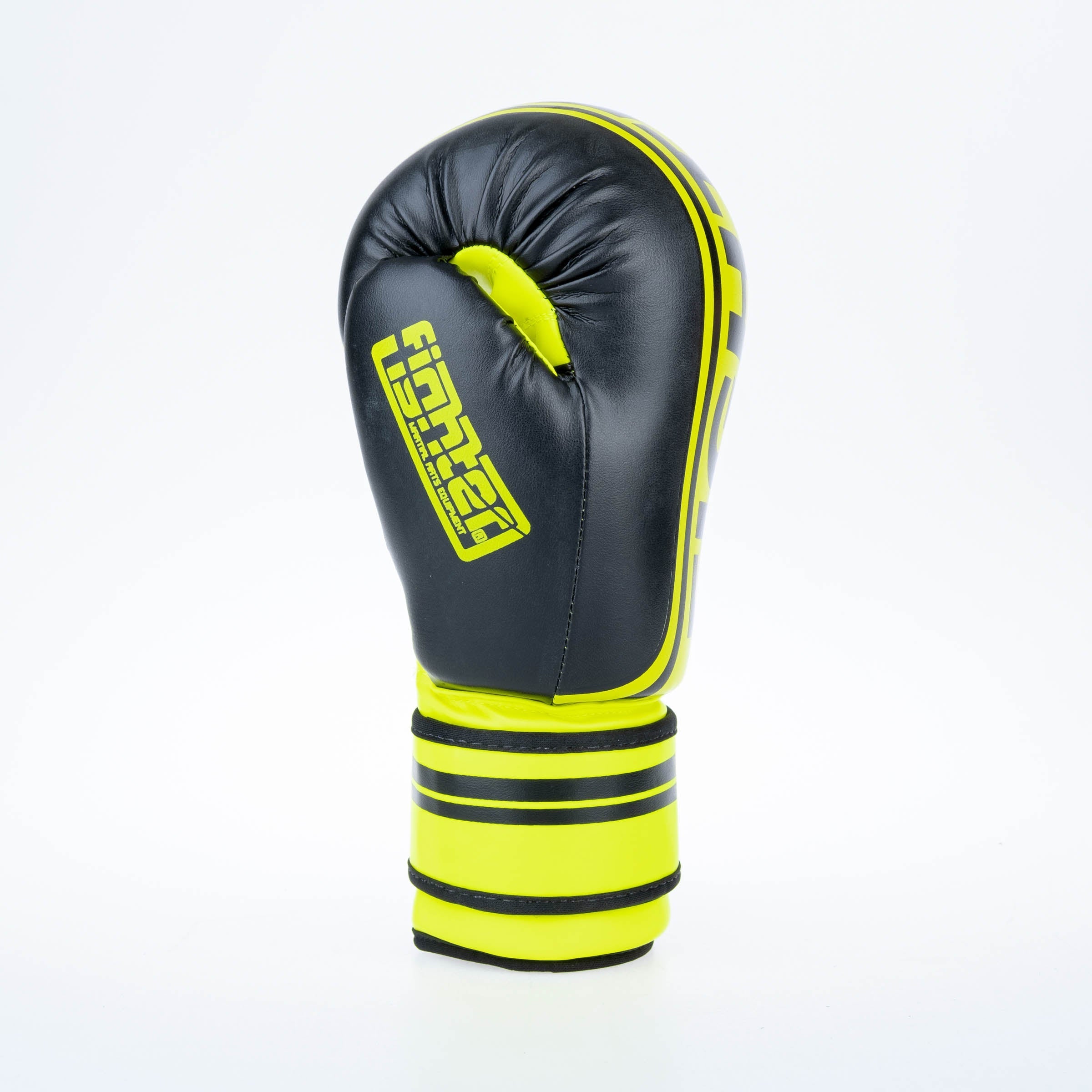 Fighter Boxing Gloves Basic Stripe - neon yellow/black