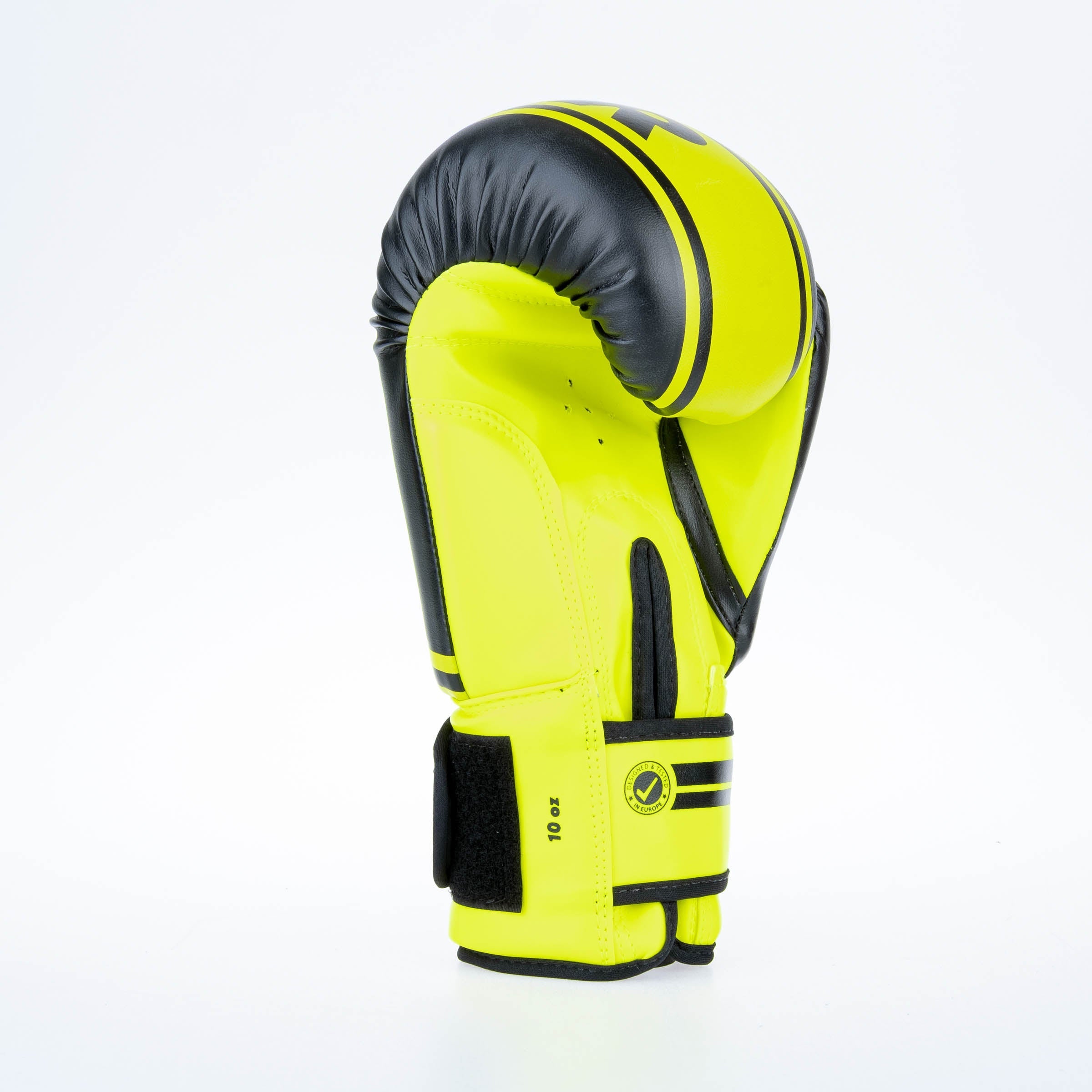 Fighter Boxing Gloves Basic Stripe - neon yellow/black