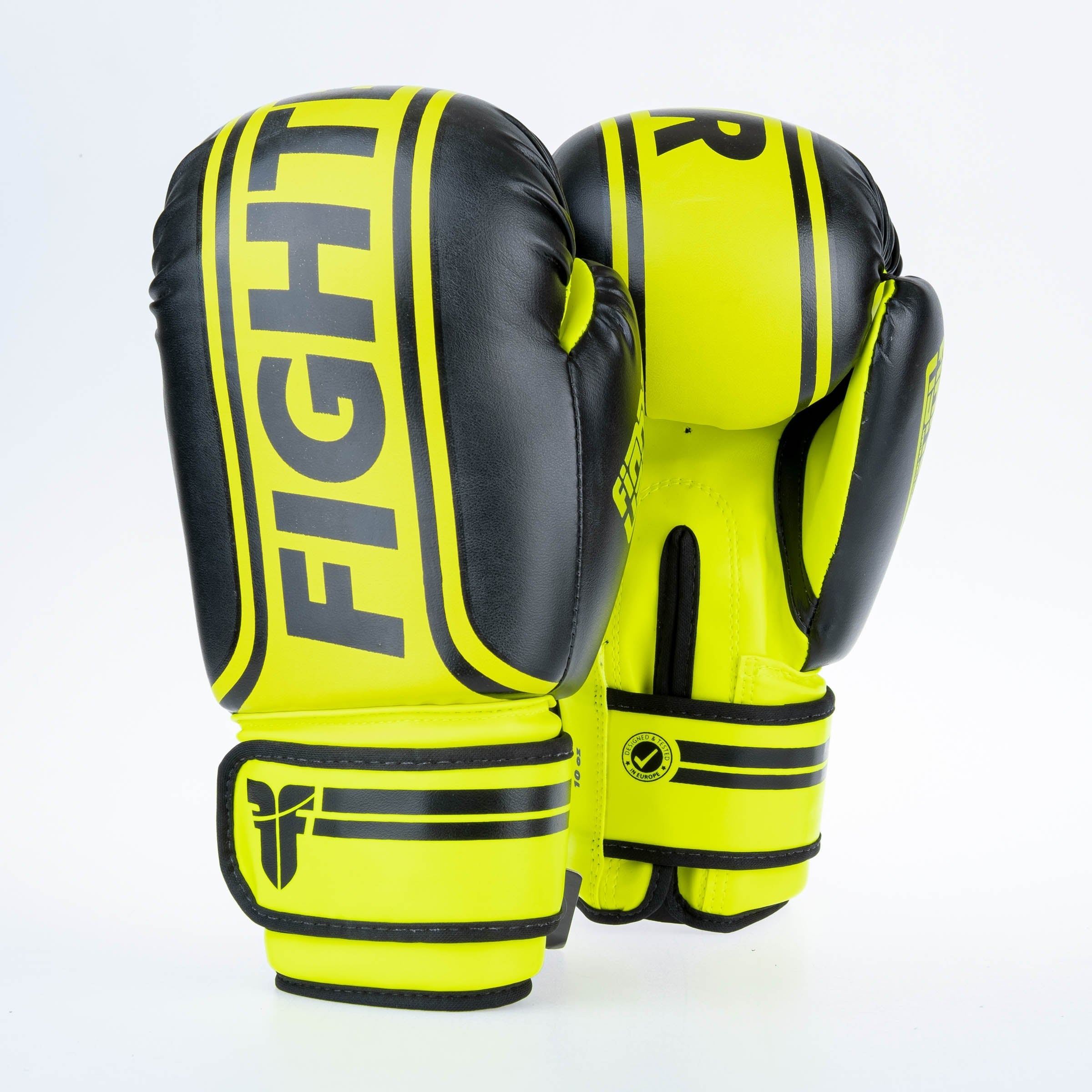 Fighter Boxing Gloves Basic Stripe - neon yellow/black