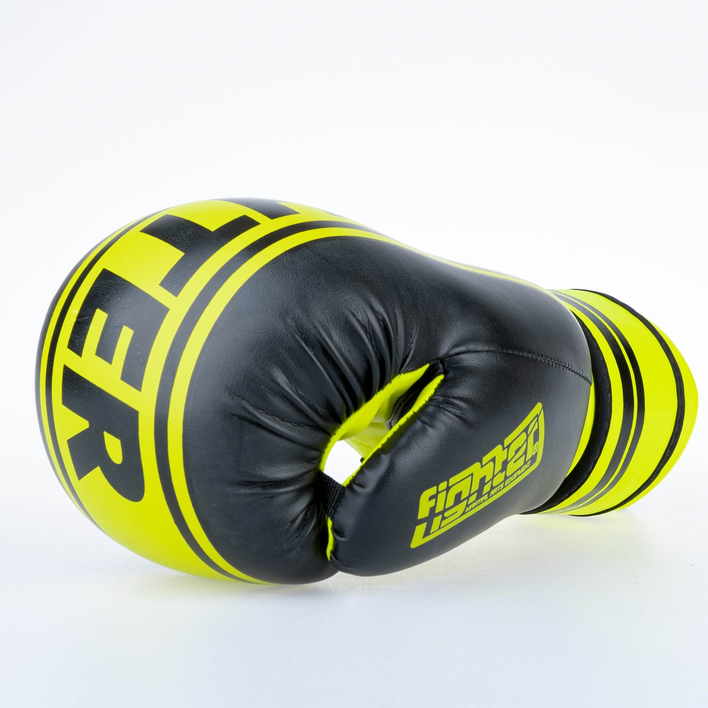 Fighter Boxing Gloves Basic Stripe - neon yellow/black