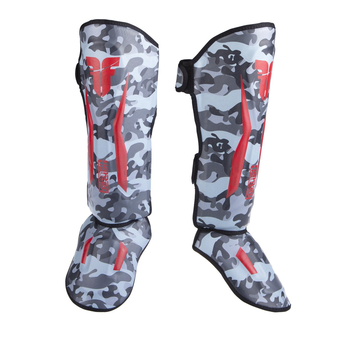 Fighter Shinguards Thai Ergo - gray camo/red