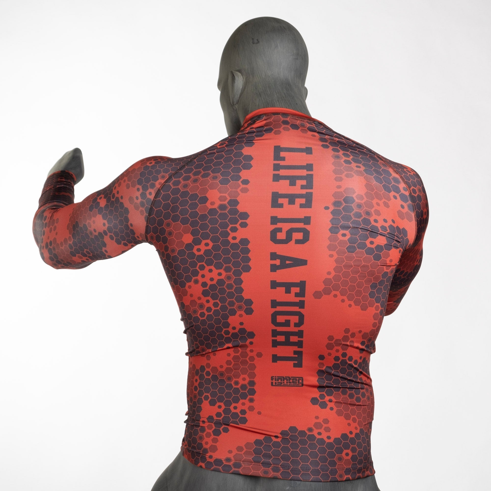 Fighter Rash Guard Honeycomb - red, FRG-18