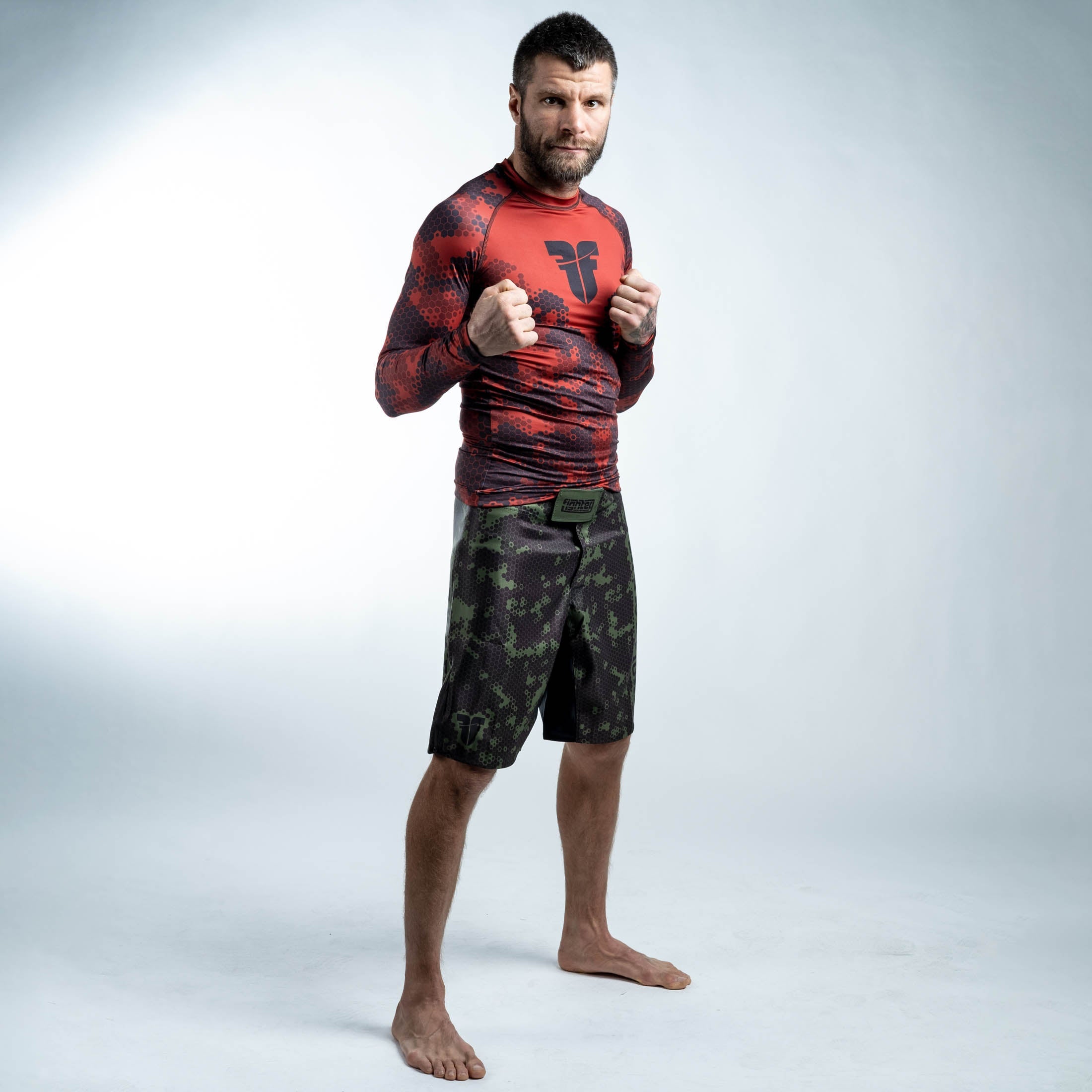 Fighter Rash Guard Honeycomb - red, FRG-18