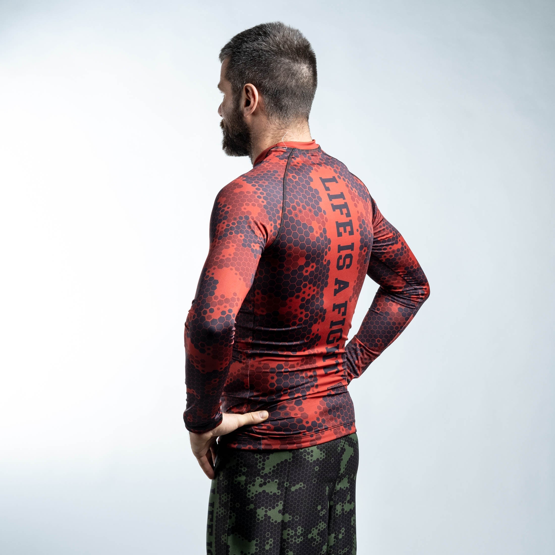 Fighter Rash Guard Honeycomb - red, FRG-18