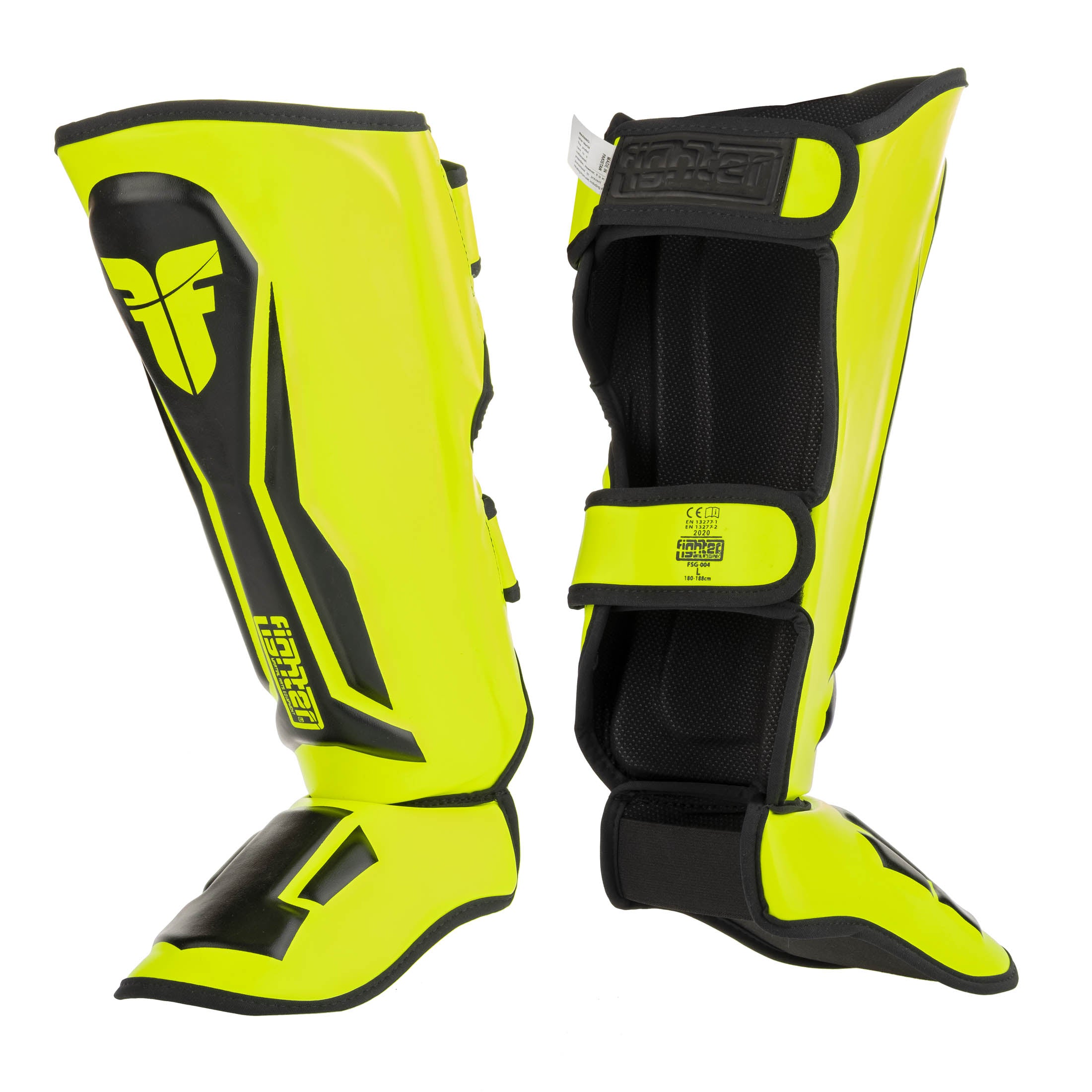 Fighter Shinguards Thai Ergo - neon yellow/black