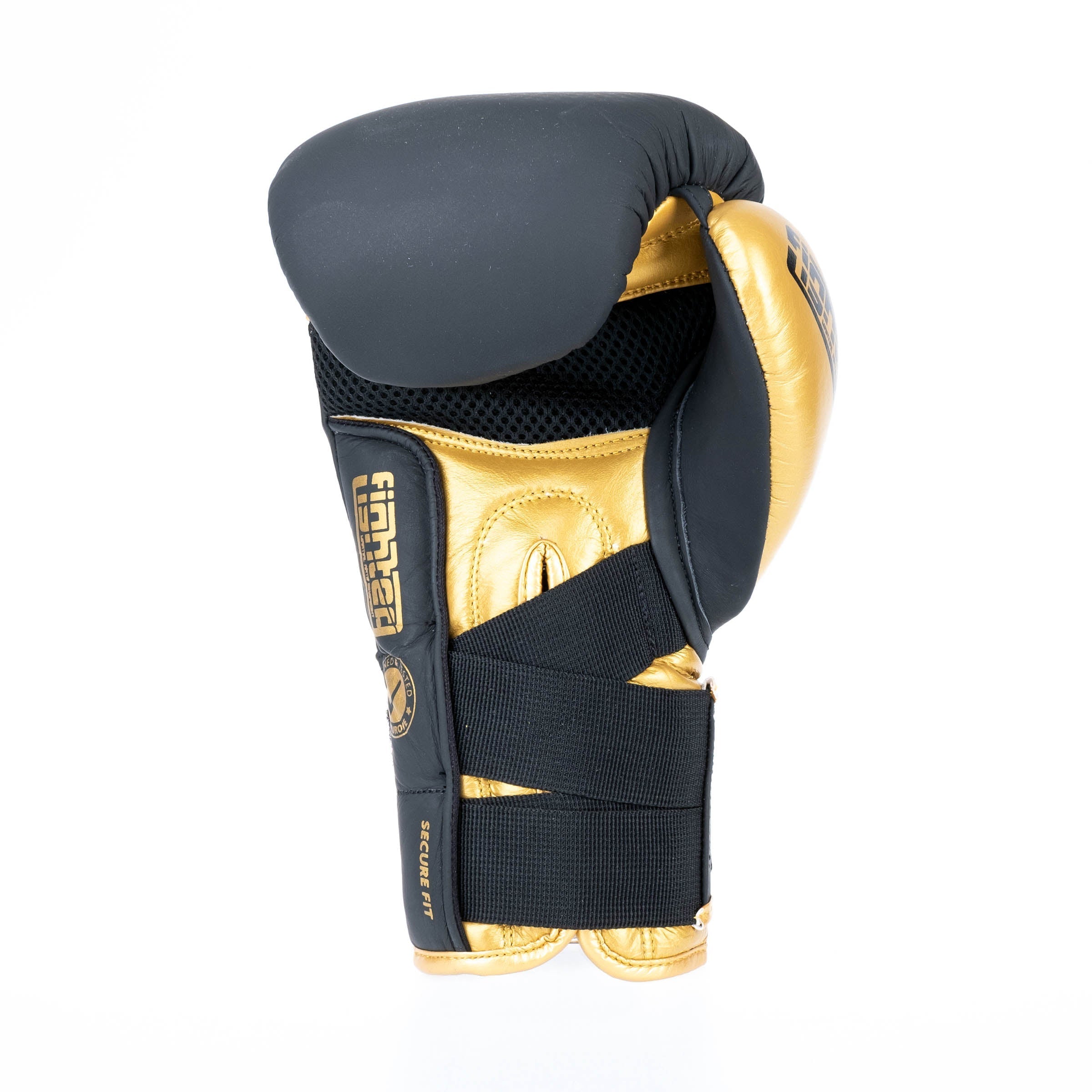 Fighter Boxing Gloves Secure Fit - black/gold