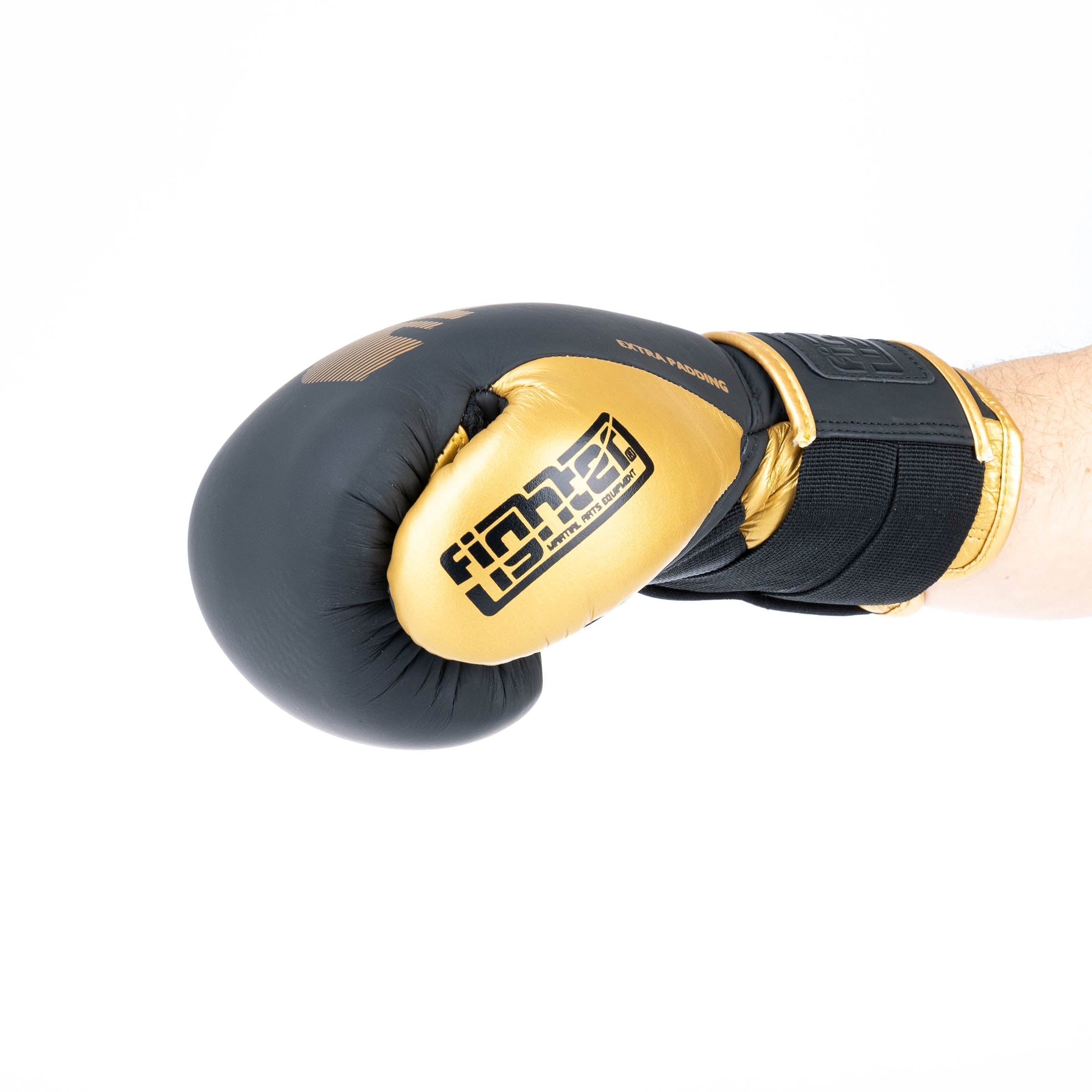 Fighter Boxing Gloves Secure Fit - black/gold