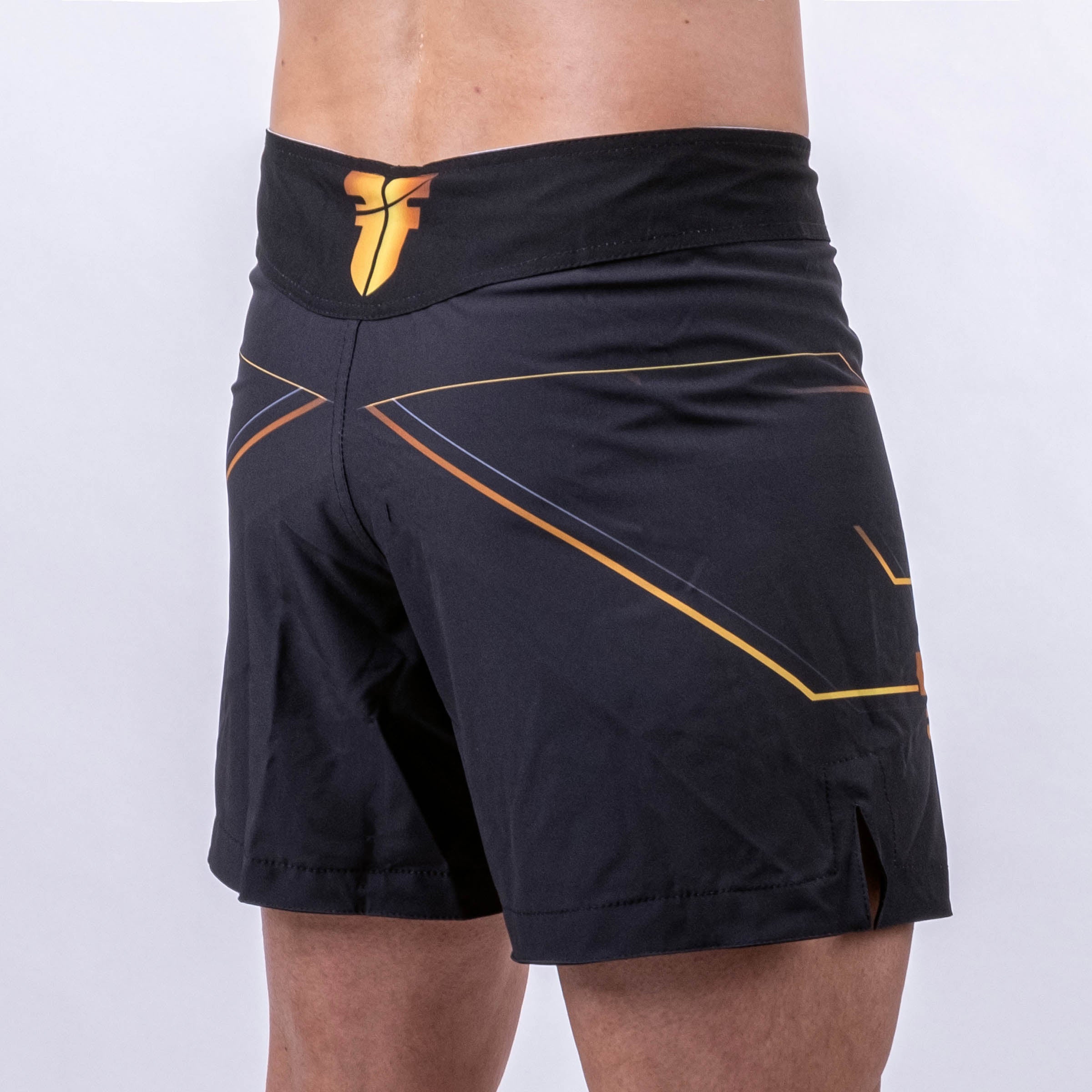 Fighter MMA Shorts Lines Gold - black/gold, FMMAS-LN-0212