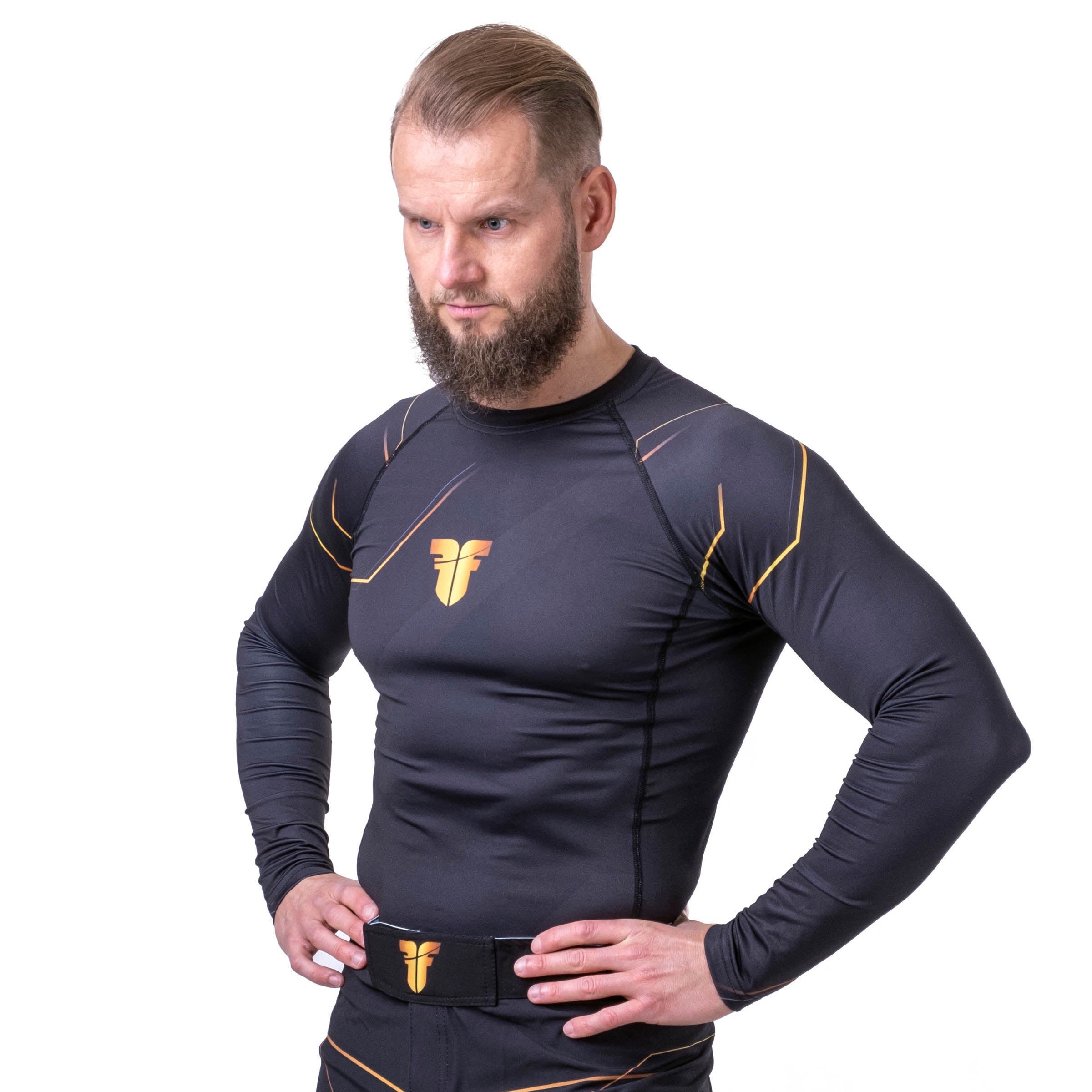 Fighter Rashguard Lines Gold - black/gold, FRSG-LNG