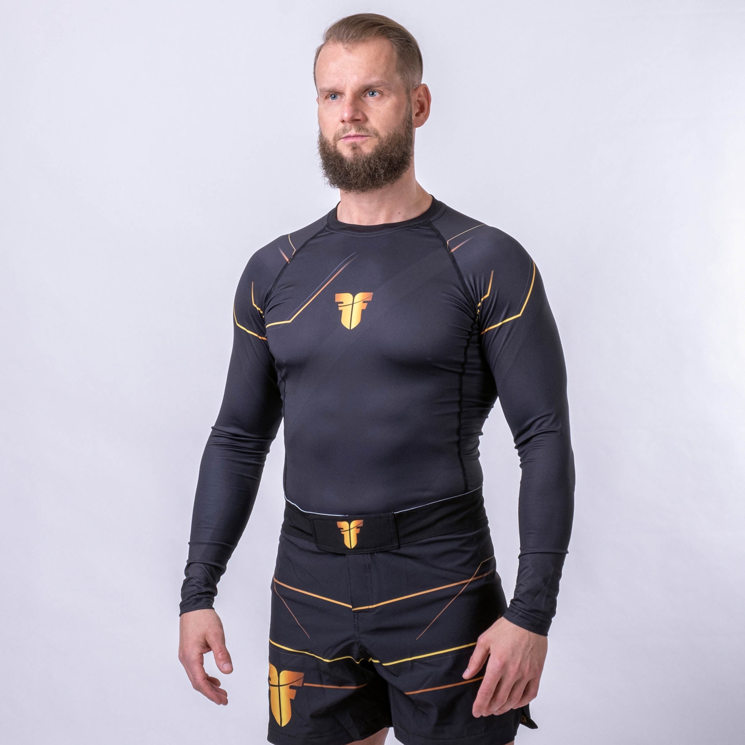 Fighter Rashguard Lines Gold - black/gold, FRSG-LNG