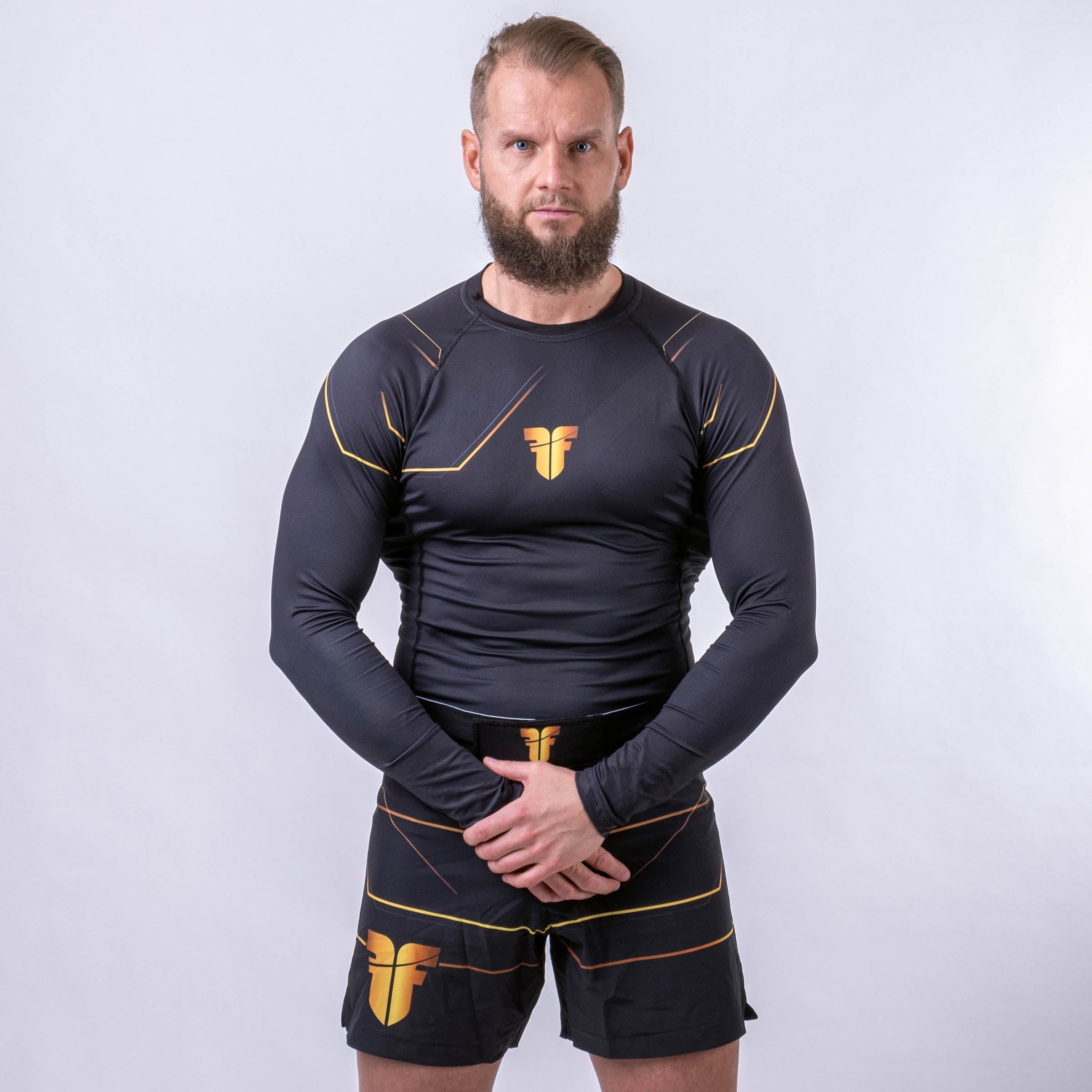 Fighter Rashguard Lines Gold - black/gold, FRSG-LNG