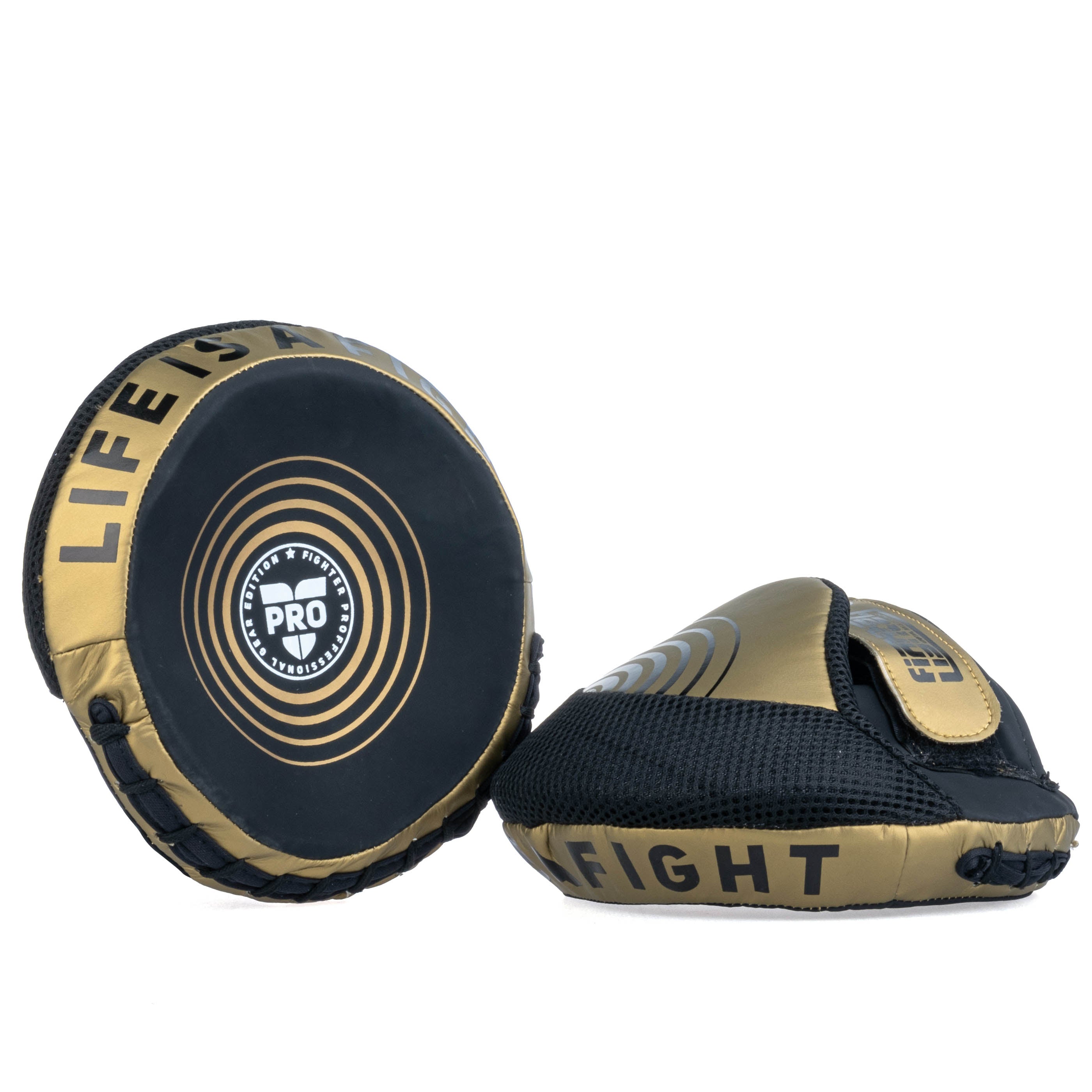 Fighter Round Shield Pro Small - black/gold, FSMPR-001-BG