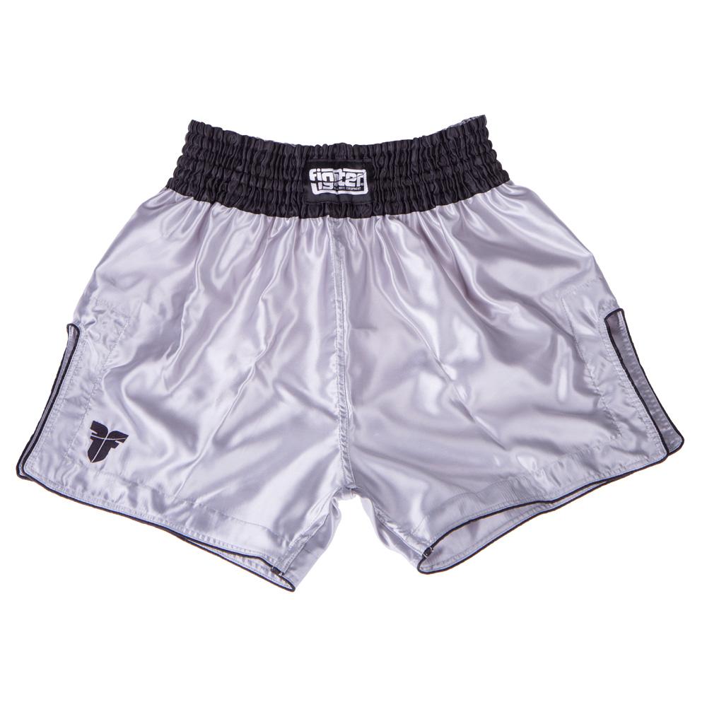 Fighter Thai Trunks Bangkok Plain - silver/black